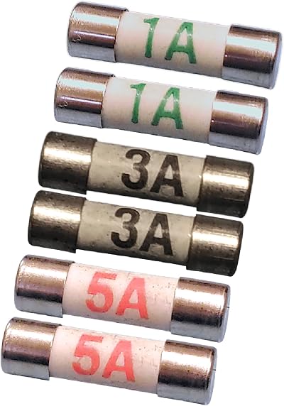 SISI UK Shaver Plug Fuses Mixed 20mm x 5mm 6pk 1A 3A 5A