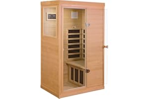 KUNSANA 1 Person Infrared Sauna, Infrared Sauna Indoor,Home Sauna Low EMF Infrared Saunas, 1050Watt, Canadian Hemlock, Smart Display, 2 Bluetooth Speakers, Eye-Protection Reading Lamp