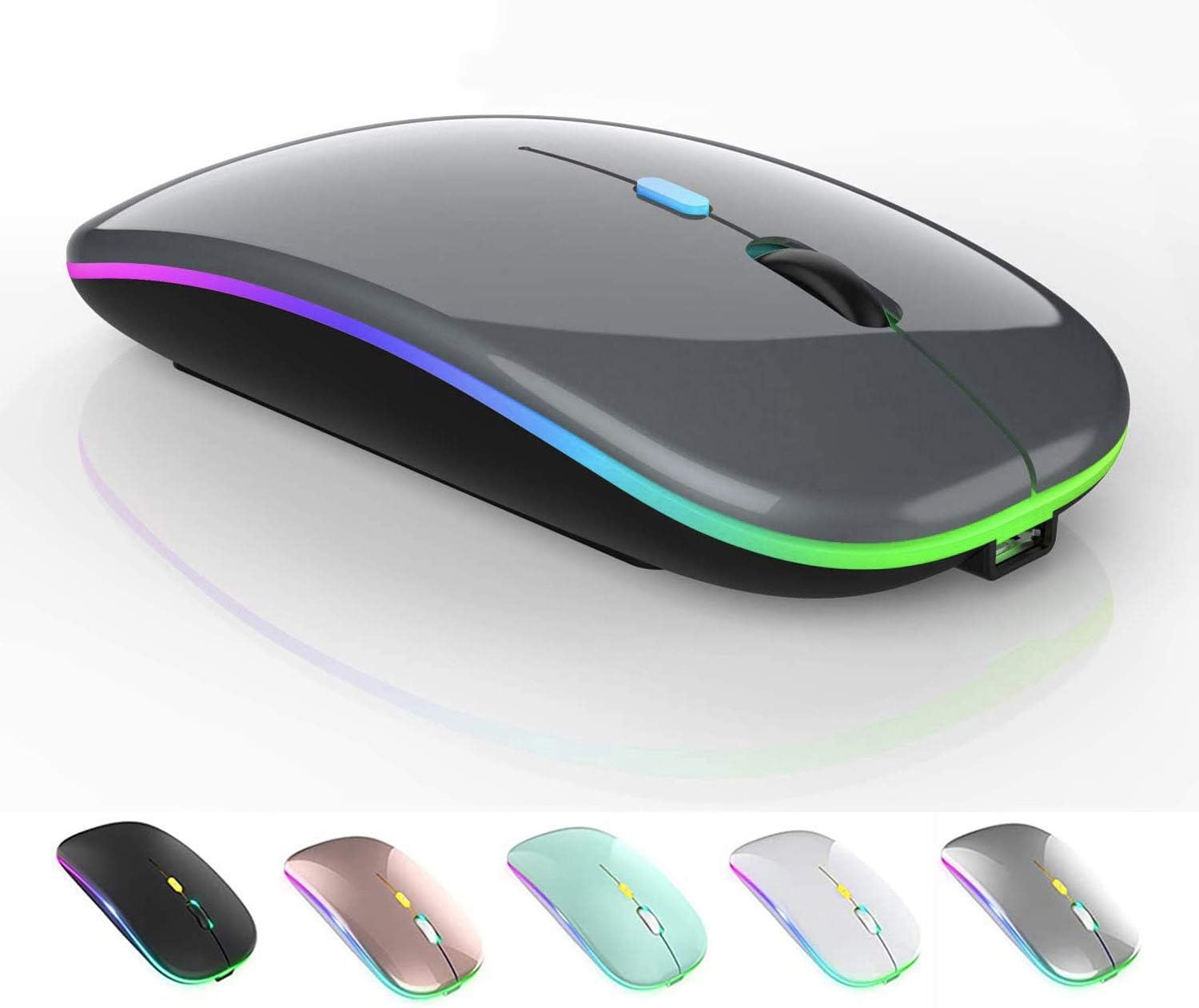 Wireless Bluetooth Mouse,LED Wireless Mouse for MacBook Air/MacBook Pro/Mac/Laptop/ipad/ipad pro/ipad Air/Pc/Computer (Gray)