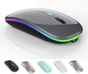 Wireless Bluetooth Mouse,LED Wireless Mouse for MacBook Air/MacBook Pro/Mac/Laptop/ipad/ipad pro/ipad Air/Pc/Computer (Gray)