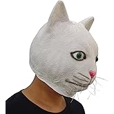 Gmasking 2016 White Cat Head Mask Adult Animal Halloween Party Props Realistic Eyes