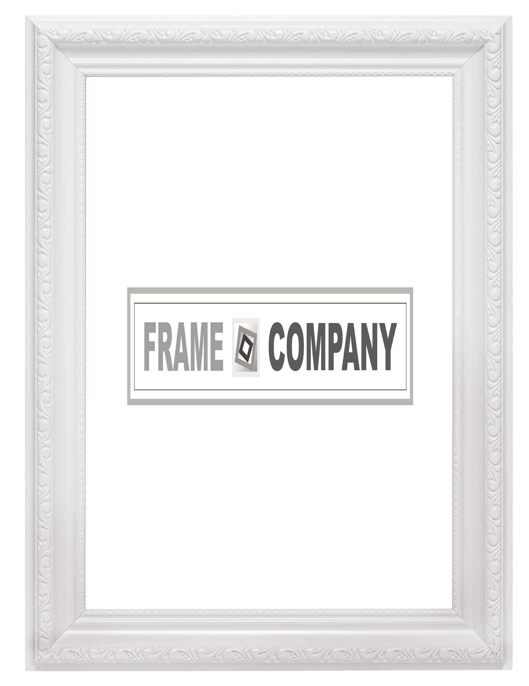 White A3 Ready to hang Ornate Shabby Chic Picture/Photo/Poster frame with MDF backing board and High Clarity Styrene Shatterproof Perspex Sheet - FBA - oscp-2-wht-A3
