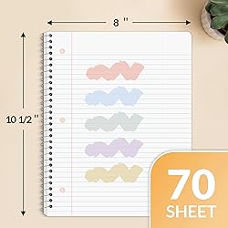 SUNEE Spiral Notebooks, 3 Pack, 1-Subject, College