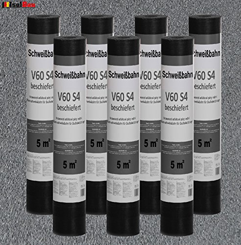 Isolbau Schweißbahn V60 S4 beschiefert - Bitumenbahn mit Glasvlies-Einlage zur Dachabdichtung - Grau, 7 x 5 m² Rolle – Bild 4