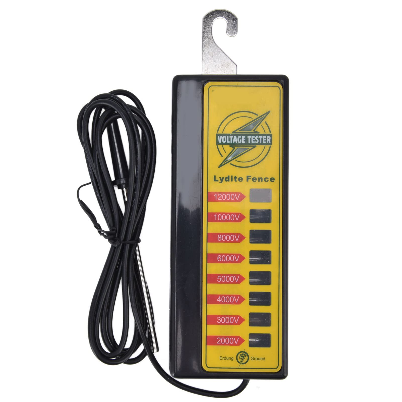 Electric Fence Voltage Tester, Portable Digital Electrical Fence Voltage Tester with 8 Indicate Lights, 12KV Fence Fault Finder Voltage Meter for Farm