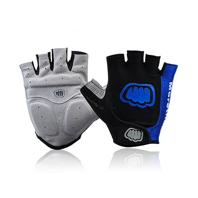 WMOSS Weightlifting Gloves Gel Pad Cycling Gloves Fingerless Gym Gloves for Mens Womens Fitness Crossfit Workout Biking Fishing Hunting Driving Half-Finger Black Blue