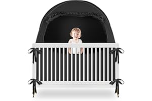 YAVIL Blackout Baby Sleep Tent Sleep Pod, Pop Up Crib Blackout Cover Canopy for Naps at Home and Traveling, Fits Full Size Crib, Pack n Play, and More with Safe Bottom Design, Blocks 98% Light