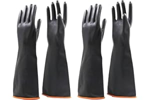 Jewboer 22" Extra Long Latex Chemical Resistant Gloves,Heavy Duty Industrial Rubber Gloves,2 Pairs
