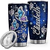 Wassmin Personalized Butterfly Stainless Steel Vacuum Insulated Tumbler With Lid - Custom Name 20 Oz 30 Oz Double Walled Insulated Coffee Cup for Gym Fitness Travel Office Use (Color 3)