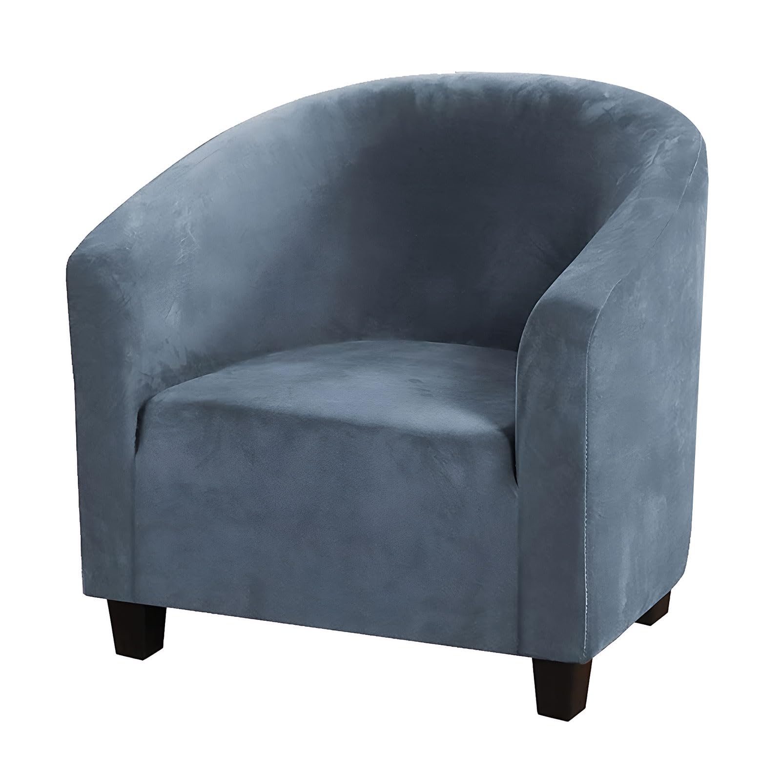 Mingfuxin Velvet Tub Chair Slipcover, High Stretch Club Chair Covers Washable Armchair Sofa Couch Covers Slipcovers Furniture Protectors for Dining Living Room Office(Grey Blue, Velvet)