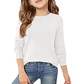 Haloumoning Girls Sweaters Kids Crewneck Long Sleeve Pleated Knit Pullover Sweater Fall Fashion Clothes 5-14 Years