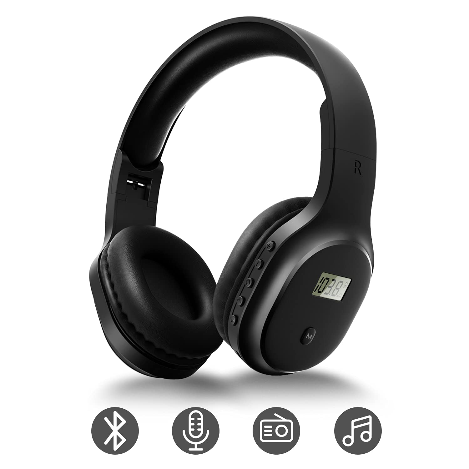 Photo 1 of UMUTOO Wireless Headphones with FM Radio and Bluetooth 5.0, Rechargeable Portable Headset with Built-in Microphone, Lightweight and Comfortable Ear Muffs for Jogging, Mowing, Cycling, and More