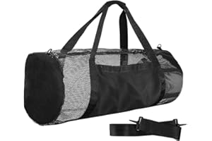 Luwint Heavy Duty Dive Duffle Bag, Large Mesh Gear Bag for Scuba Diving, Snorkeling, Travel, Beach, Pool Trip, Swimming and Water Sports, Black