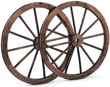 Amazon Com Set Of 2 30 In Decorative Vintage Wood Garden Wagon Wheel W Steel Rim Wall Decor Garden Decoration Garden Outdoor