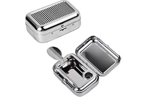 Emperoch Pocket Ashtray, Portable Mini Ashtray, Stainless Steel Ashtray Windproof Ashtray with lid for Home Office Patio Outd