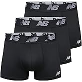 New Balance Men's No Fly Trunks Underwear, Jacquard Waistband, Breathable Lightweight, Moisture Wicking (3 Pack)