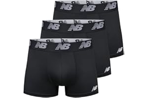 New Balance Men's No Fly Trunks Underwear, Jacquard Waistband, Breathable Lightweight, Moisture Wicking (3 Pack)