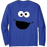Sesame Street Cookie Monster Face Blue Halloween Costume Long Sleeve T-Shirt