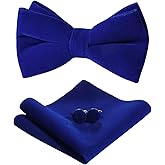 PACGOTH Bow Ties for Men Pre-Tie Bow Ties Vintage Tuxedo Velvet Bow Ties Cufflinks Pocket Square Sets With Gift Box