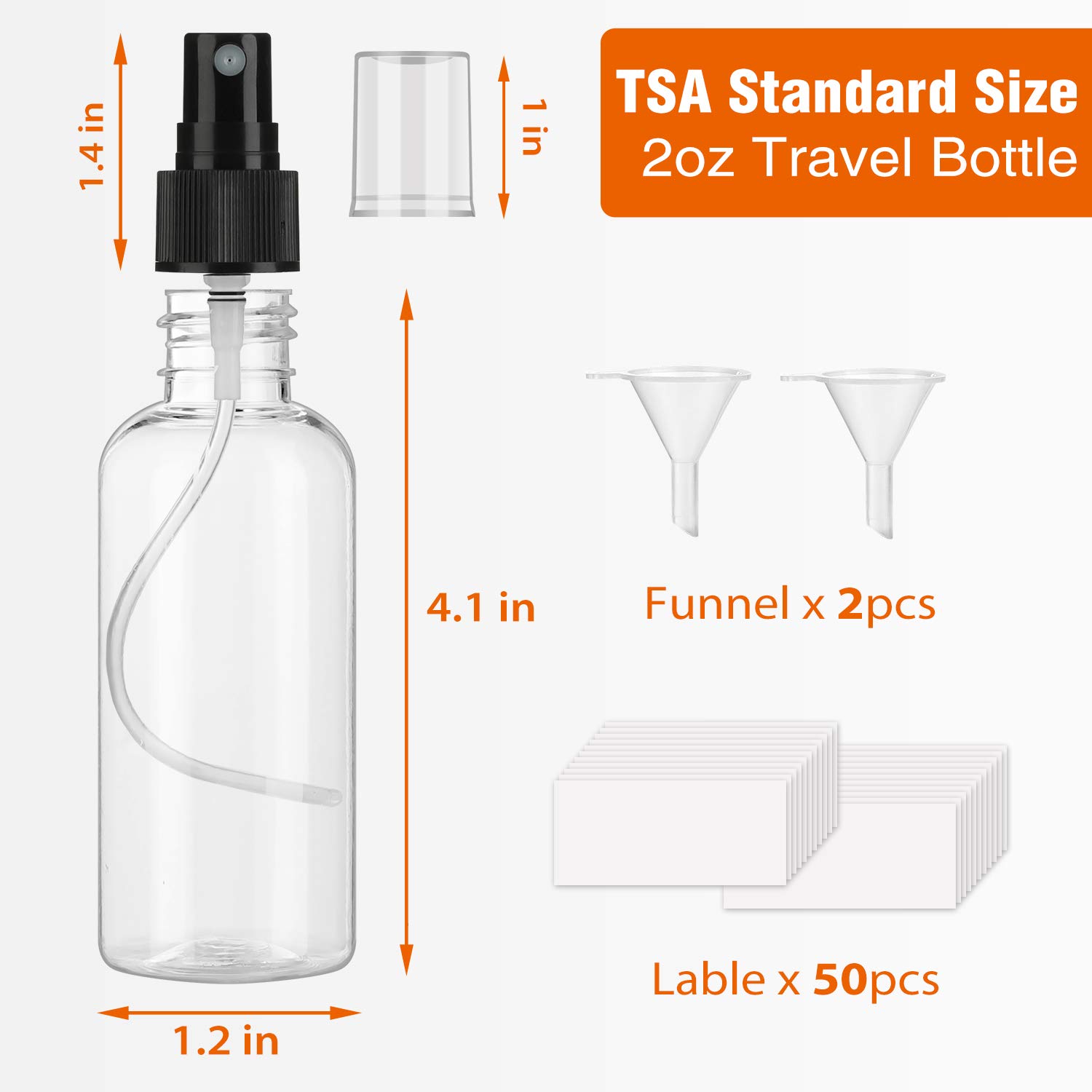 30 Pack 2 oz Fine Mist Mini Clear Spray Bottles with Pump Spray Cap - for Essential Oils, Travel, Perfumes - Refillable & Reusable Empty Plastic Bottles Travel Bottle