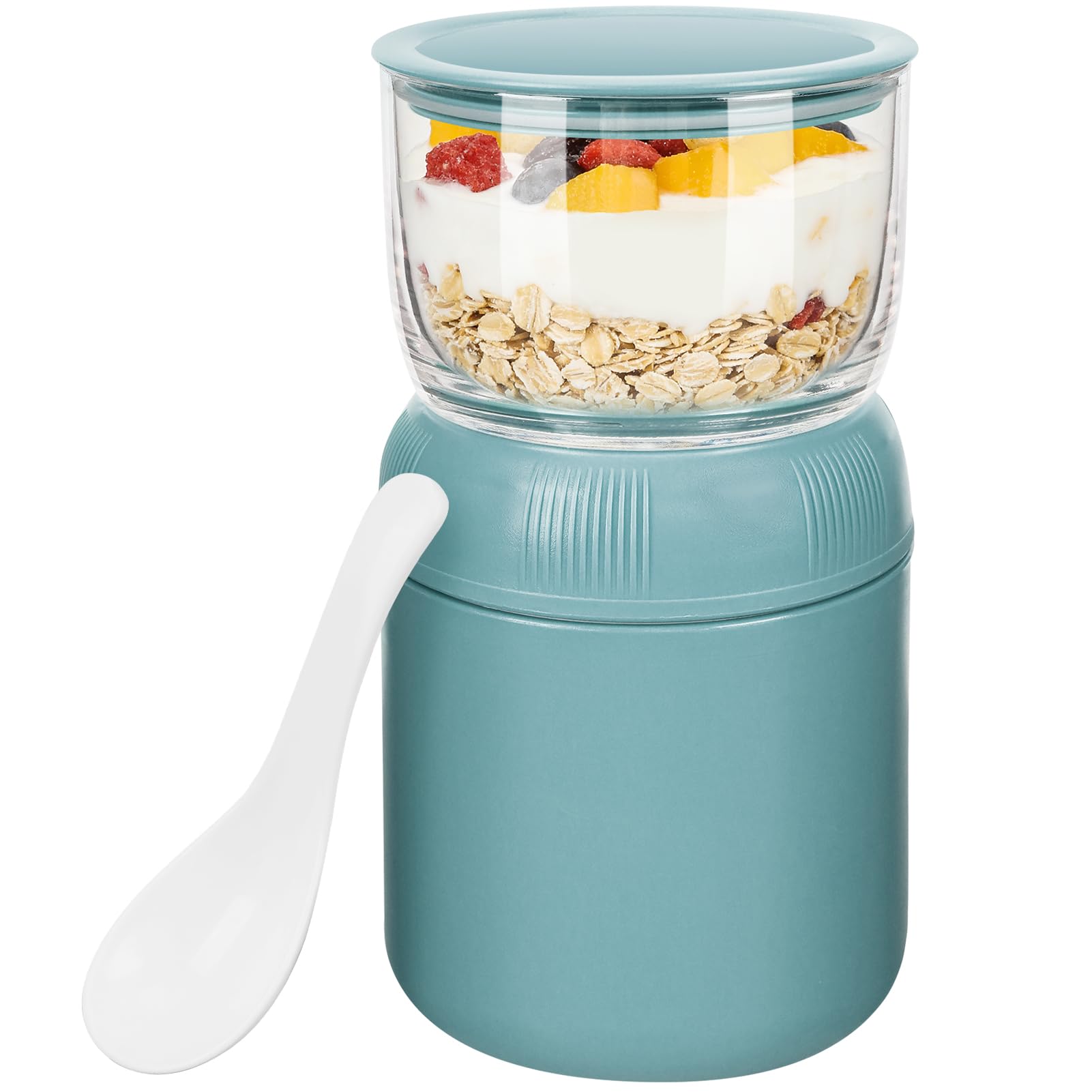 UHAPEER Insulated Yogurt Container, Leakproof Breakfast Cereal Cup, Breakfast on The Go Cup with Lid and Spoon, Portable Overnight Oats Container, Reusable Breakfast Yogurt Pot for Work Travel