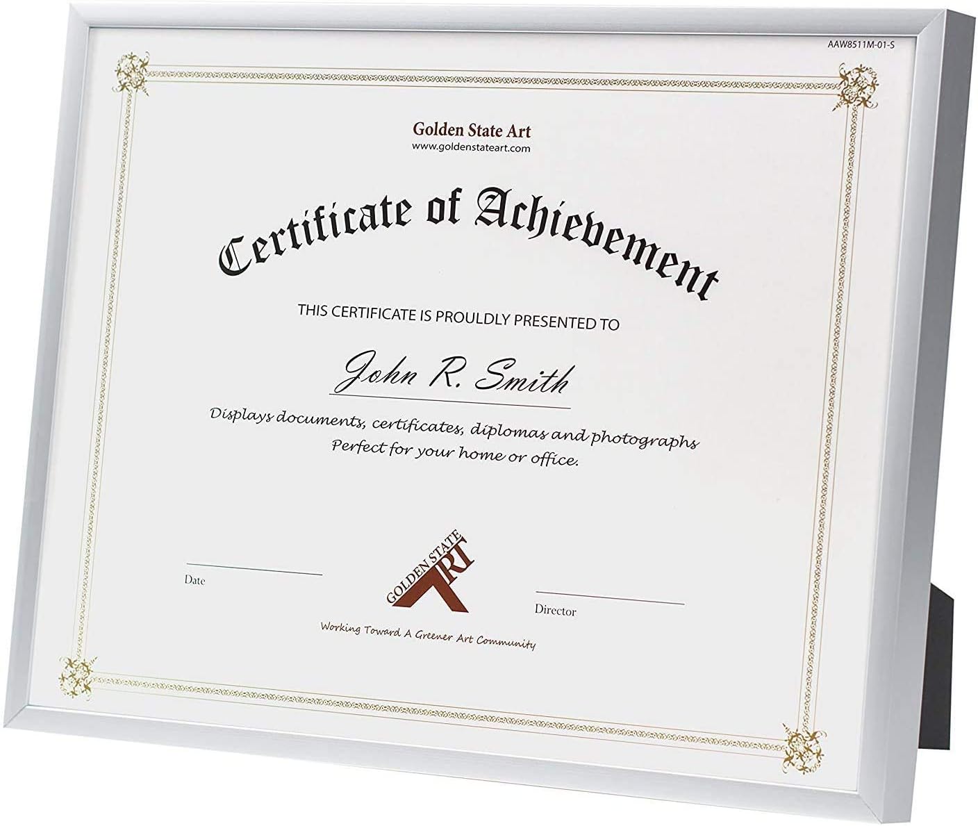 Golden State Art, Metal Wall/Table-Top Photo Frame Collection, Aluminum Photo Frame for Picture & Real Glass (Silver, 8.5x11 Frame) -