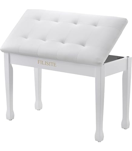 Amazon.com: Bonnlo White Duet Piano Bench Wooden Keyboard Bench