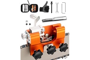 SISI HOT Chainsaw Sharpener with Tungsten Burr File, Chain Saw Sharpener Tool for 8"-22" Chainsaw Blades, Fast Chainsaw Sharpening Kit, Portable Hand Crank Chainsaw Sharpener Jig with Waterproof Storage Bag