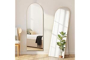 AIDOLY Arched Mirror Full Length, Upgraded 16"x59" Body Wall Mirrors with Shatter-Proof Glass, Floor Standing, Hanging or Leaning, Tall Arch Mirror with Stand Aluminum Alloy Frame for Bedroom Cloakroom