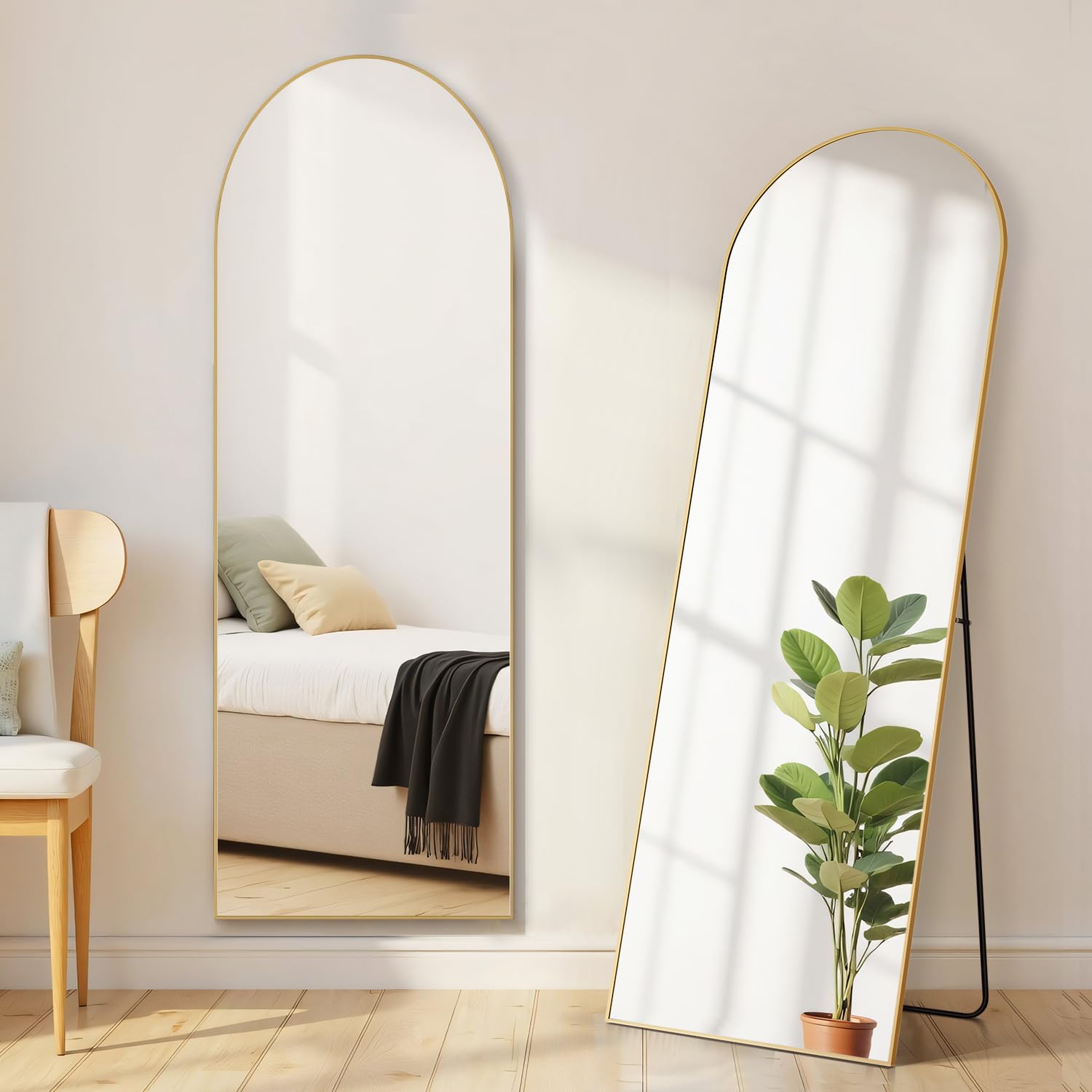 Photo 1 of ***FACTORY SEALED***  Arched Mirror Full Length, Upgraded 16"x59" Body Wall Mirrors with Shatter-Proof Glass, Floor Standing, Hanging or Leaning, Tall Arch Mirror with Stand Aluminum Alloy Frame for Bedroom Cloakroom