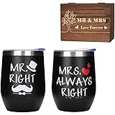 MRPAPA Mr. & Mrs. 12 oz Insulated Stainless Steel Coffee Mug Gift Set - Funny Couple Mug Gift Box for Valentine's Day, Anniversary, Wedding, Engagement - Romantic Gift for Him Her Husband Wife