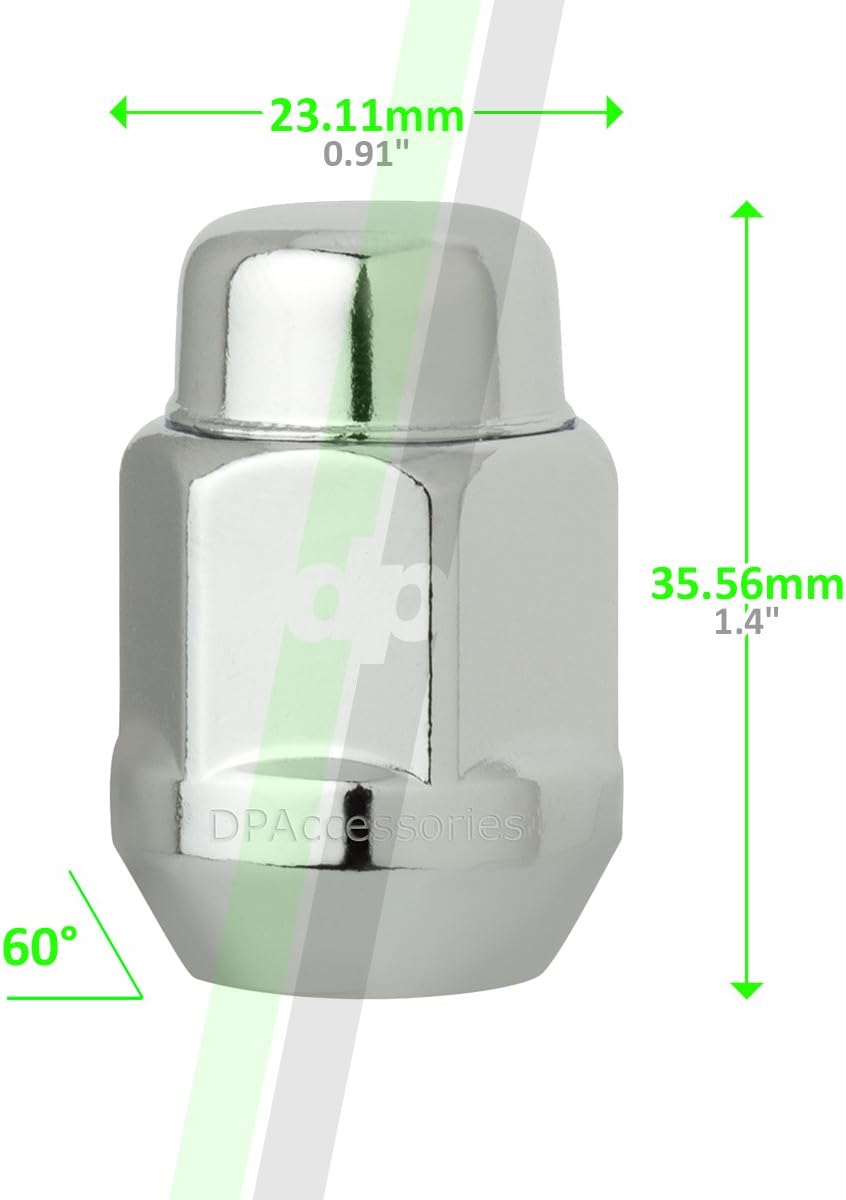 DPAccessories D3718-2305/20 20 Chrome 14x1.5 Closed End Bulge Acorn Lug Nuts - Cone Seat - 13/16" Hex Wheel Lug Nut: Automotive