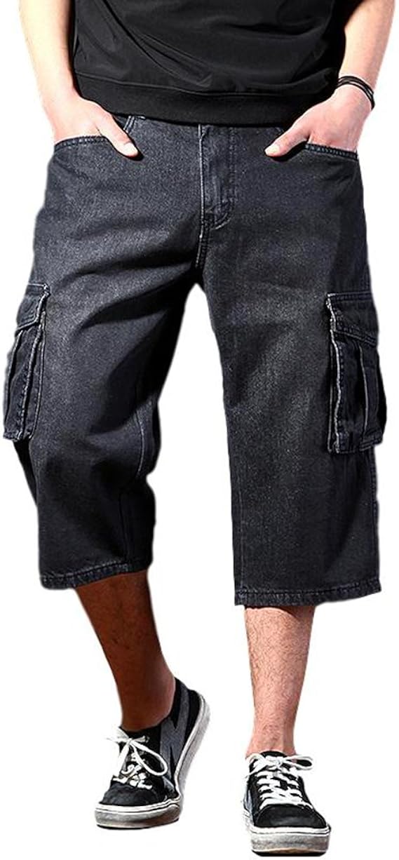 black denim cargo shorts