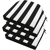 idee-home Outdoor Chair Cushions Set of 4, Thick 17" x 17" x 3" Outdoor Seat Cushions Patio Furniture Waterproof with Ties, Dining Pads