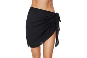 Lecieldusoir Women's Sarong Coverups Short Bathing Suit Wrap Skirt Beach Wrap Swimsuit Cover Ups with Tassels