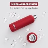Exllena 500ml Insulated Water Bottle Red with Clip Double Wall Stainless view 5
