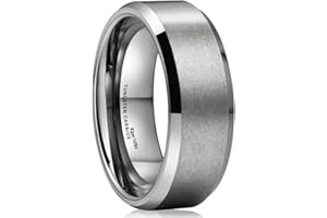 King Will Basic Unisex Silver/Black/Blue/Rose Gold/Gold/Purple Tungsten Carbide Matte Polished Finish Wedding Beveled Edge Engagement Band Ring for Men Women
