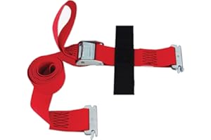 SNAP-LOC E Track Cam Straps with Hook & Loop Storage Fastener, Heavy Duty Polyester Construction, 2" x 12 ft, 3000 lb Break, 18 inch Lead End, E-Track Straps Accessories, Red