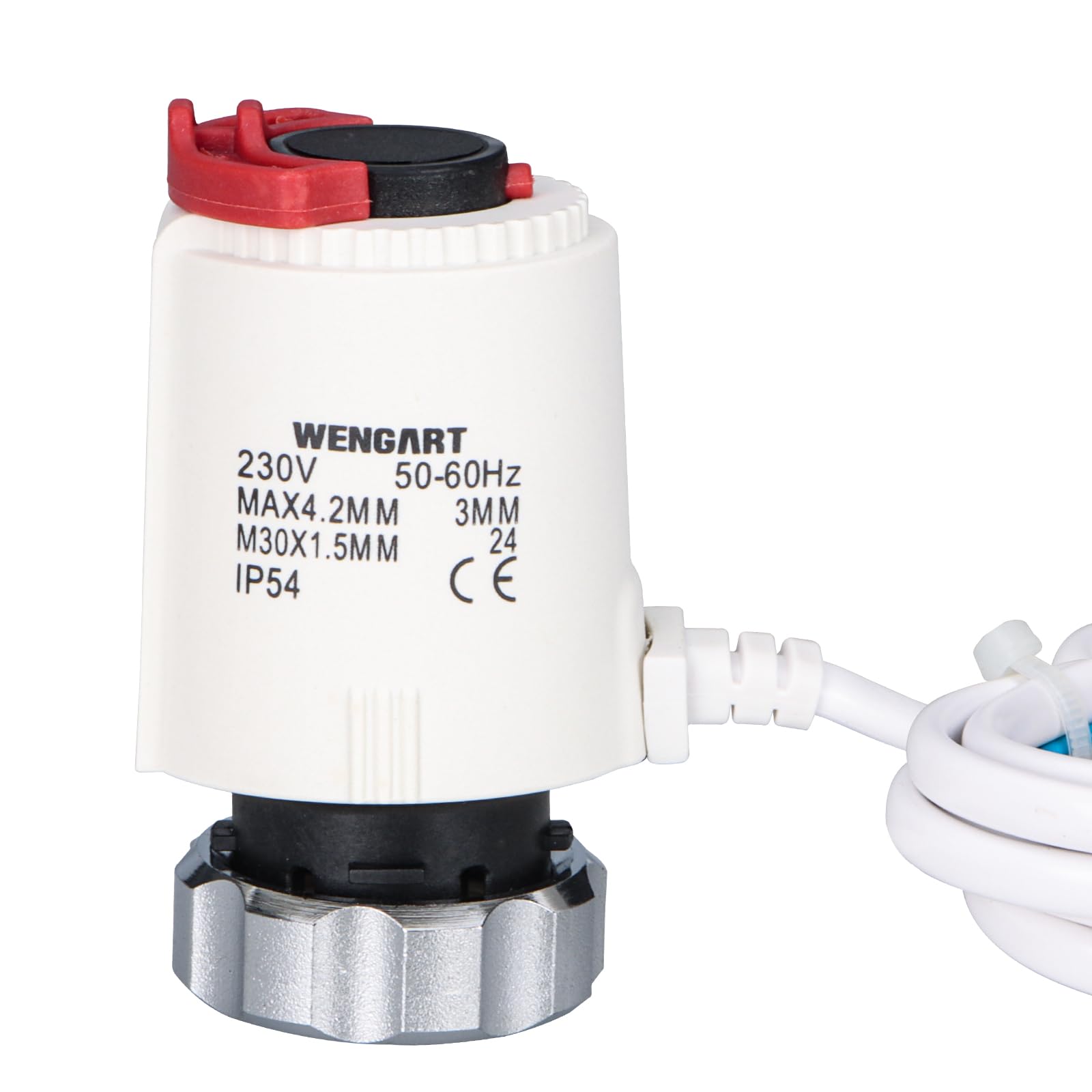 Wengart Electric Heating Valve Actuator WG919,Normally Closed AC230V 2W M30*1.5 2 Wire Suitable for Hot Water Valves and Temperature Control Systems