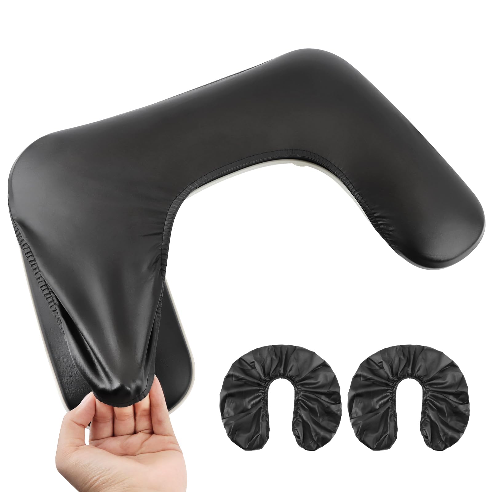 Photo 1 of EBANKU Set of 2 Nail Arm Rest Covers for Nails Tech, Black Arm Rest Protector Covers, Premium PU Leather Waterproof, Suitable for U-Shaped Professional Manicure Nail Hand Rest