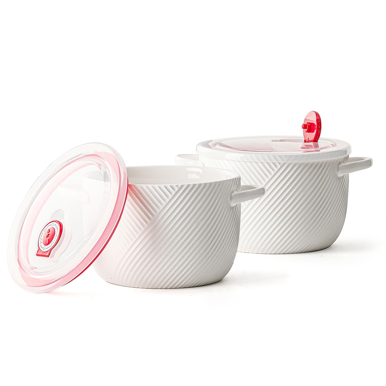 Photo 1 of Adewnest Ceramic Soup Bowls with Lid & Handle: 32 oz Large Kitchen Containers for French Onion Meal Prep Cereal Ramen Oatmeal Dorm Living Single Serve Dinner Work Lunch - White Set of 2