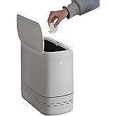 Sooyee Slim Bathroom Trash Can, 3.3 Gallon Trash Can with Press-Top Lid,Adsorption Garbage Can,Slim Wastebasket for Toilet, Office, Bedroom, White