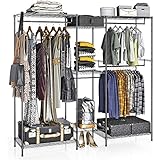 VIPEK 5 Tiers Wire Garment Rack Heavy Duty Clothes Rack Portable Clothes Wardrobe Compact Extra Large Armoire Storage Rack Metal Clothing Rack, 74.4
