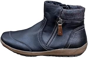 Lausiuoe Boots For Women Ankle Booties Flat Western Fashion Retro Classic Boot Pull-On Casual Dressy Wide Width Booties