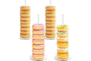 4PCS Acrylic Donut Display Stand Tower - Dessert Table Holder for Donuts, Bagels & Doughnuts - Perfect for Parties, Christmas