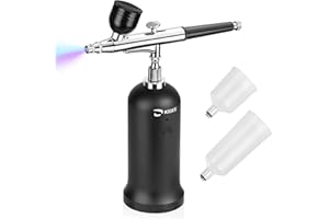 KIBEE Updated Cordless Airbrush Kit with Compressor,USB-C Rechargeable Airbrush with High Pressure Compressor,Wireless Dual Action Air Brush Gun for Barber,Cake Decor,Nail Art,Painting,Makeup…