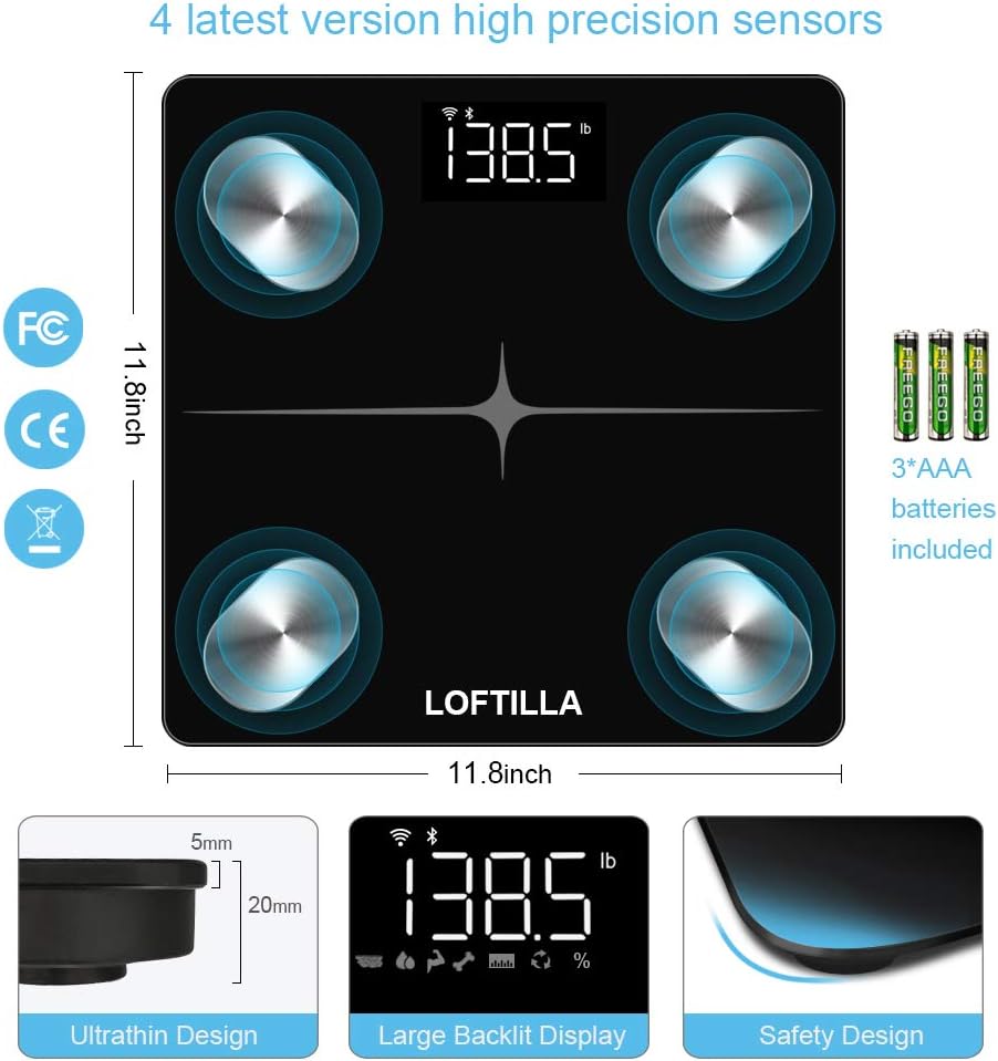 LOFTILLA Smart Weight Scale with Body Fat, Digital Scale with WiFi and Bluetooth: Health & Personal Care