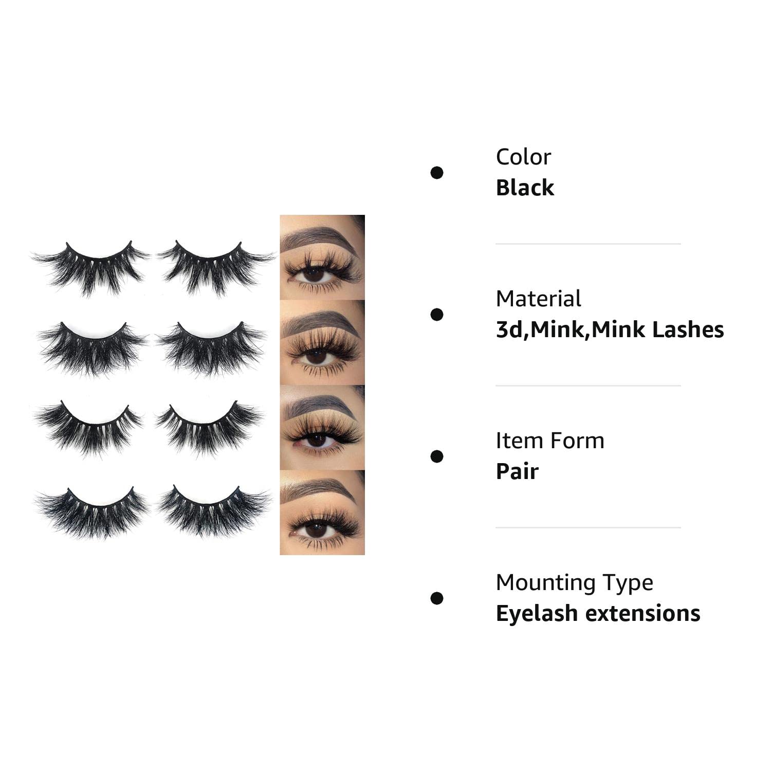 mikiwi 3D Mink Lashes, Mink Eyelashes, Real Mink Lashes, Dramatic Eyelashes, Mink Lashes Strip, 5D Mink Lashes, Wholesale Mink lashes, Pack-4