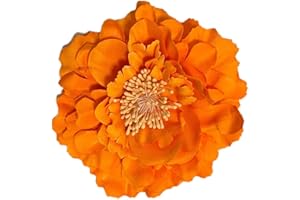 Koolgil Women's Bohemia Peony Flowers Hairpin Hair Clip Flower Brooch for Travel Party Festivals PF-11 (Orange) (Pack of 1)