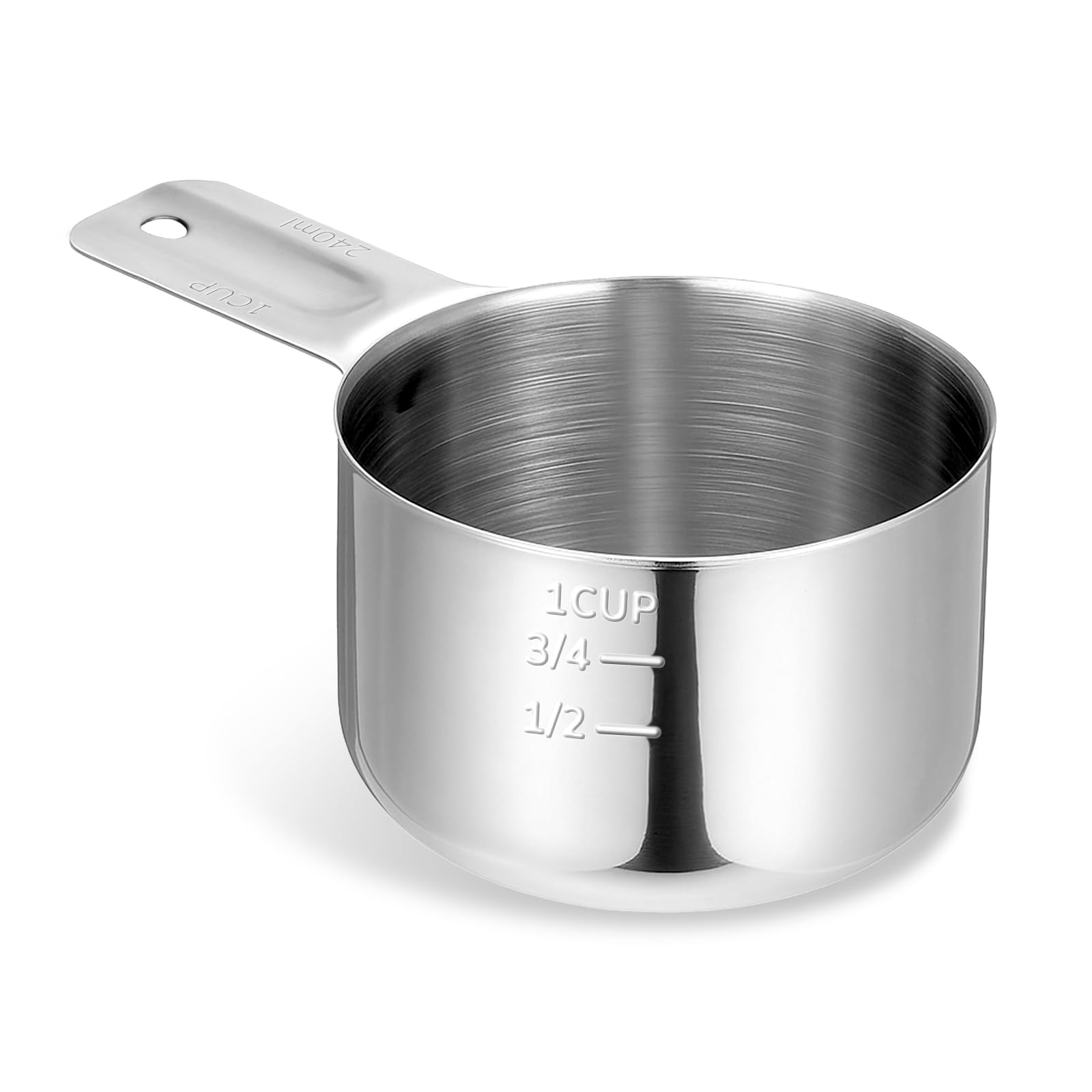 Photo 1 of 1 Cup Stainless Steel Measuring Cup, Rice Measuring Cups (8 oz | 240 ml), Single Measure Cups, Kitchen Gadgets, Metal Measure Scoop for Cooking Baking, Laundry Detergent, Wet and Dry Ingredients